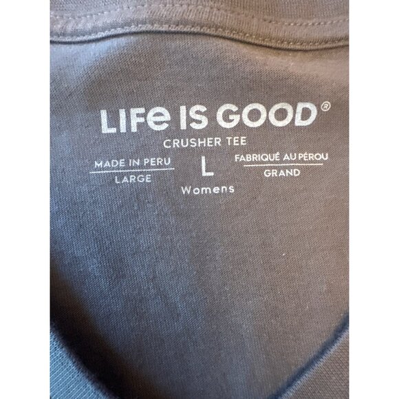 NWT Life Is Good Womens Crusher Tee Diversified Portfolio Design Gray L - Picture 3 of 5
